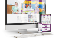 Desktop mockup with tablet and smartphone left