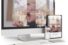 Desktop mockup with tablet and smartphone left